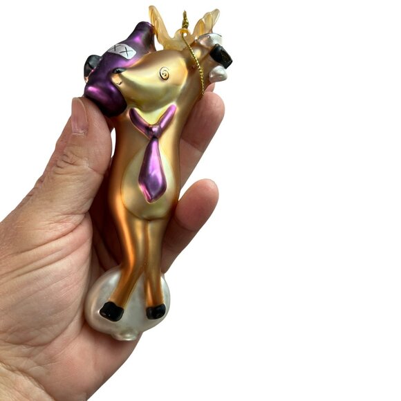 VTG Pottery Barn Reindeer Blown Glass Ornaments 1998 Set of 8 Comet Vixen Cupid - Picture 9 of 12